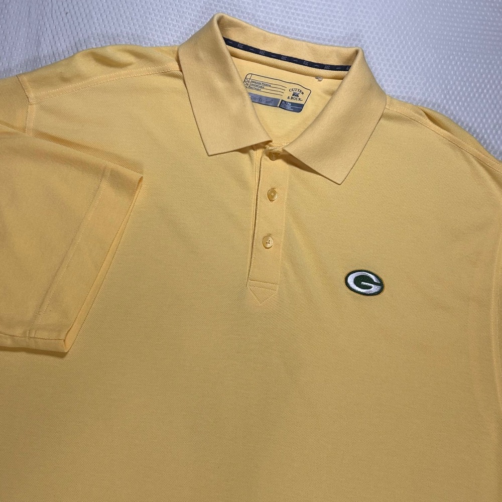 Cutter & Buck Green Bay Packers Yellow CB DryTec Polo Shirt Mens XL NFL Football